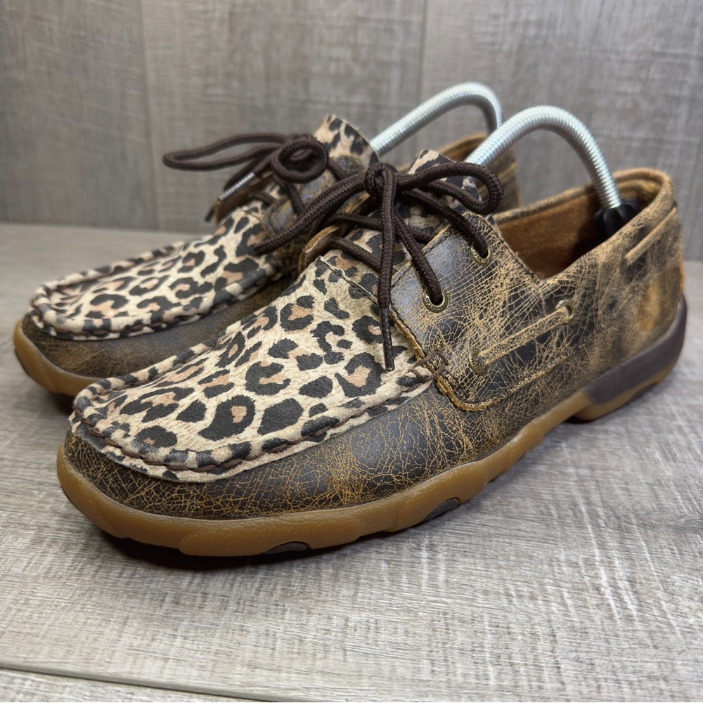 Twisted X Women's Leopard Print Driving Moccasins Shoes Sneaker Size 10M wdm0057